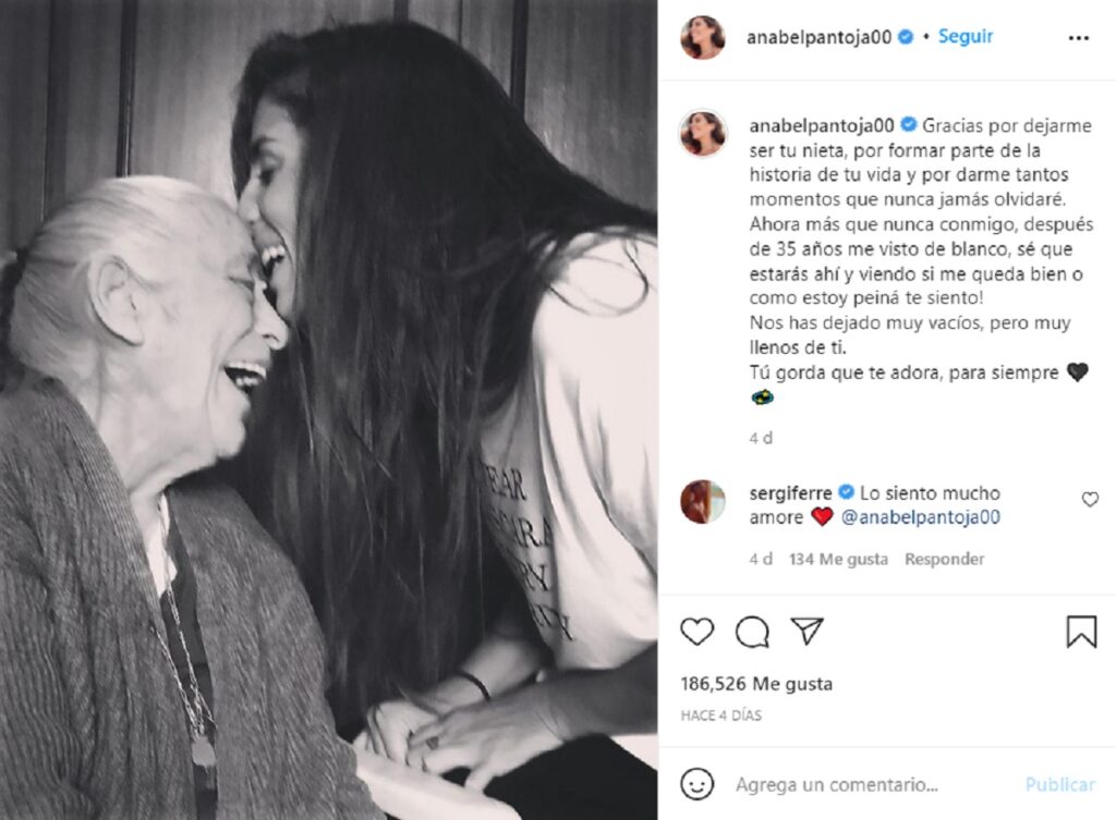 Anabel Pantoja le dedicó este emotivo mensaje a su abuela tras su muerte