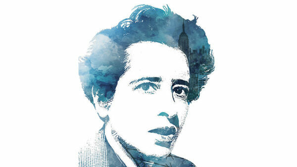 Retrato de Arendt, que sirve como póster a la obra de teatro