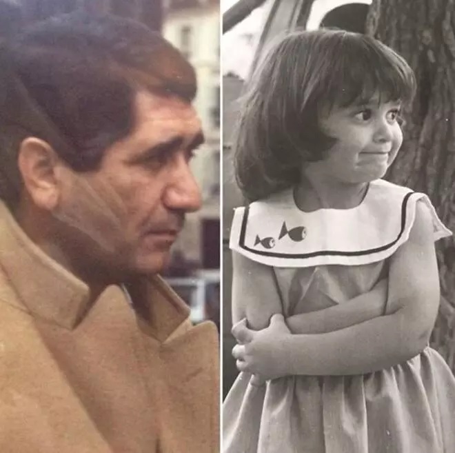 Ayuso's father and herself as a child