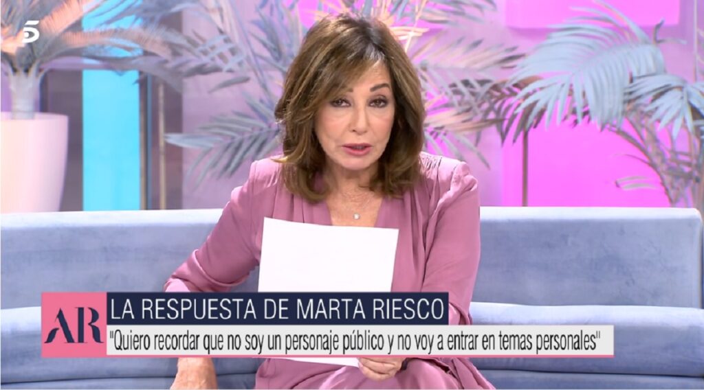 Ana Rosa Quintana lee el comunicado de Marta Riesco
