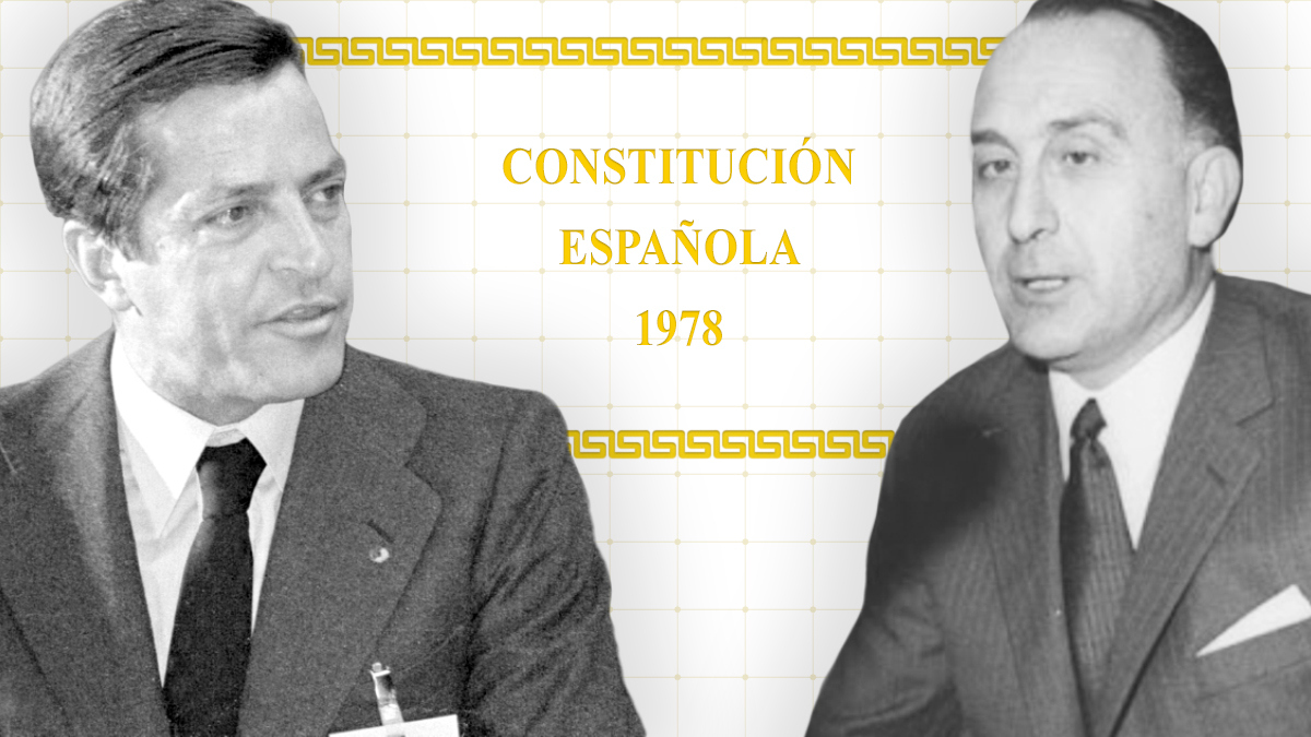 El presidente Adolfo Súarez con el destacado político de la Transición Licinio de La Fuente