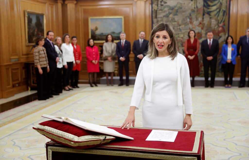 Yolanda Díaz el día que juró su cargo como ministra de Trabajo en enero de 2020