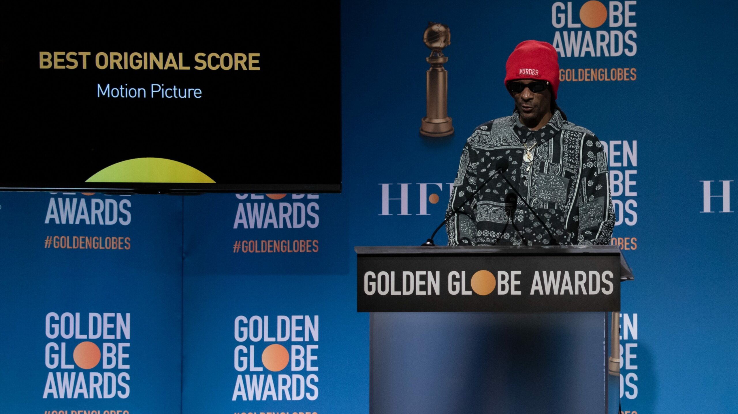 Snoop Dogg en la lectura de los nominados a los Globos de Oro 2022. EFE
