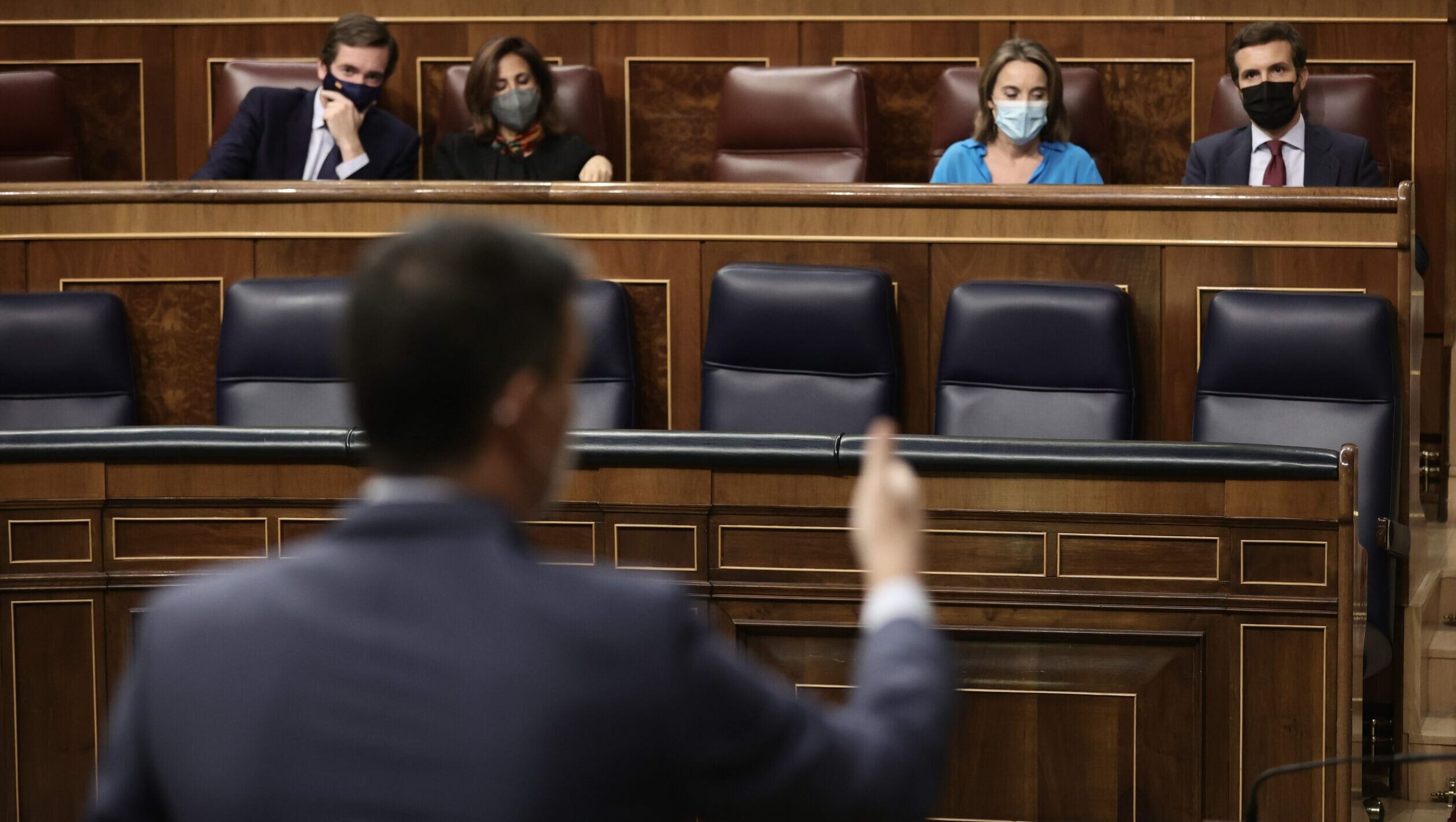El presidente del Gobierno, Pedro Sánchez, interviene en una sesión de control en el Congreso de los Diputados, a 10 de noviembre de 2021
