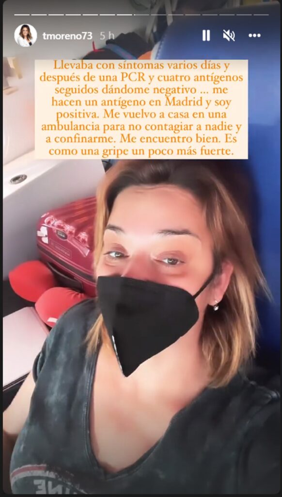 Toñi Moreno se graba un vídeo desde la ambulancia