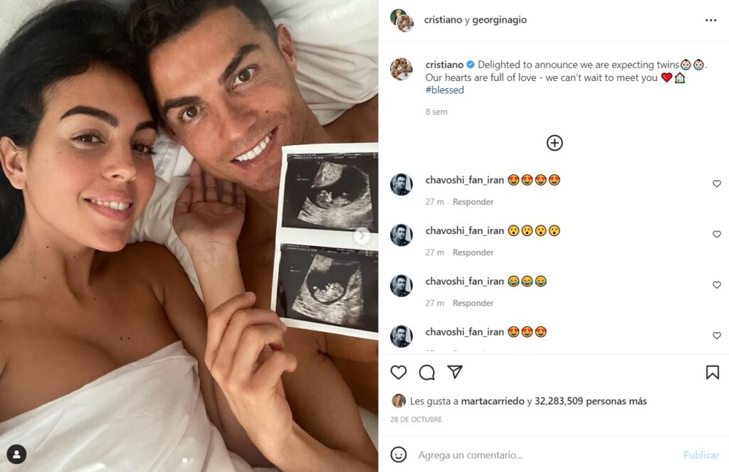 Georgina Rodríguez y Cristiano Ronaldo serán padres de gemelos