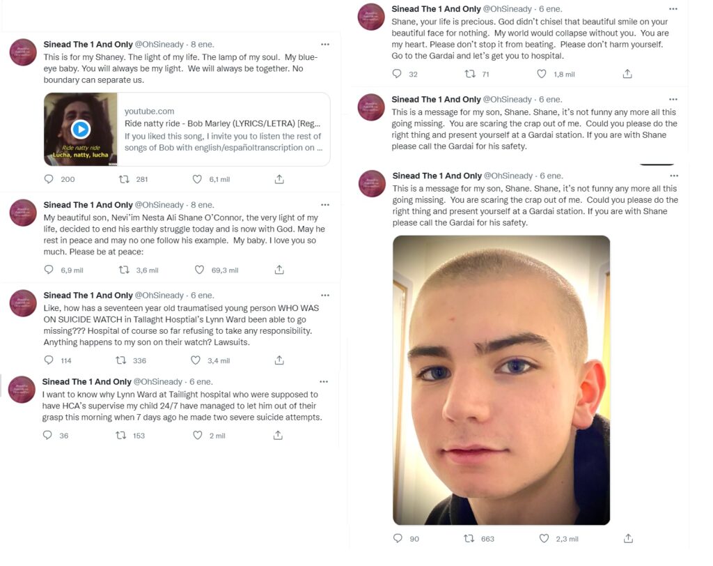 Sinéad O'Connor recounts what happened on Twitter