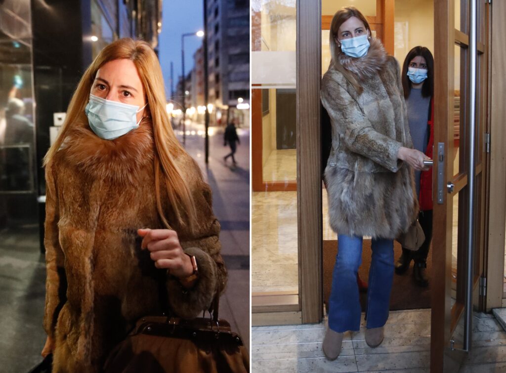 Ainhoa Armentia, entrando y saliendo del despacho el 20 de enero