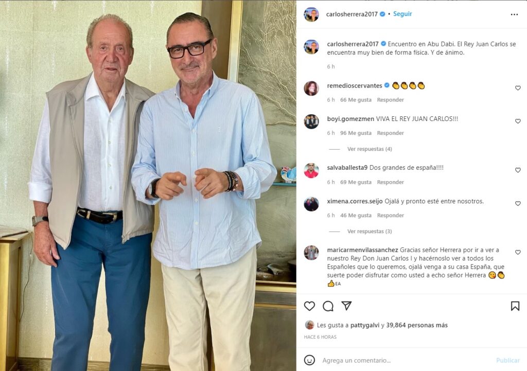 Carlos Herrera ha publicado una foto con el rey Juan Carlos