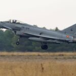 Un Eurofighter del Ala 14 del Ejército del Aire, como los que se desplegarán en Bulgaria en misión de la OTAN