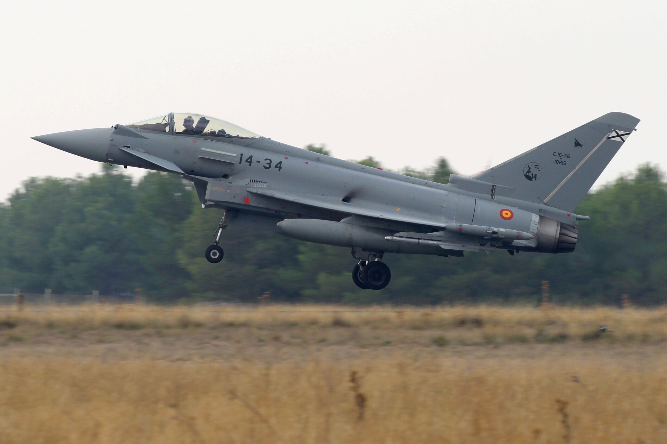 Un Eurofighter del Ala 14 del Ejército del Aire, como los que se desplegarán en Bulgaria en misión de la OTAN