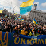 Manifestación en Ucrania en plena crisis con Rusia