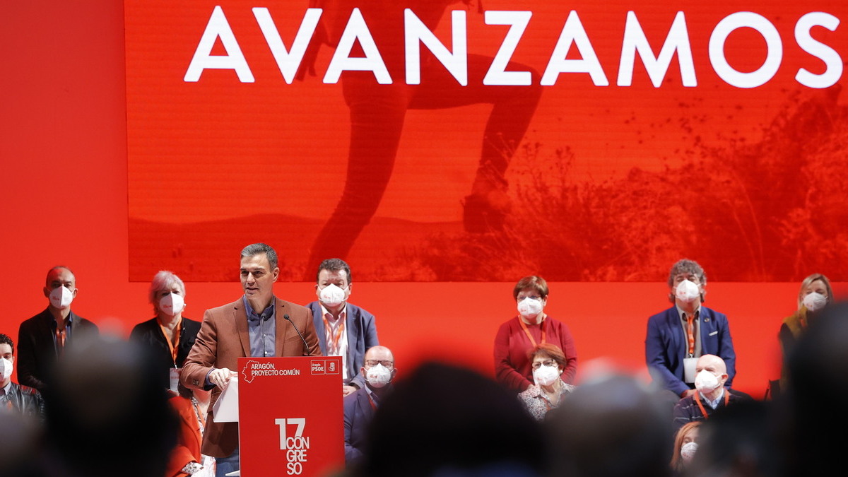 El secretario general del PSOE y presidente del Gobierno, Pedro Sánchez, en el 17º Congreso del PSOE de Aragón, el pasado 6 de noviembre.