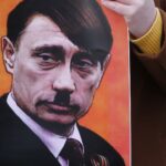 Pancarta contra Putin, presidente de Rusia