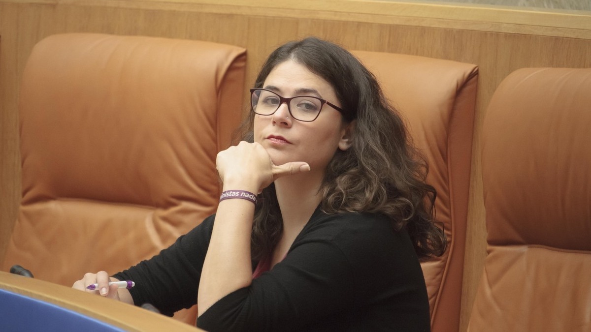 La consejera de Podemos en La Rioja, Raquel Romero, en el Parlamento riojano, en una imagen de archivo.