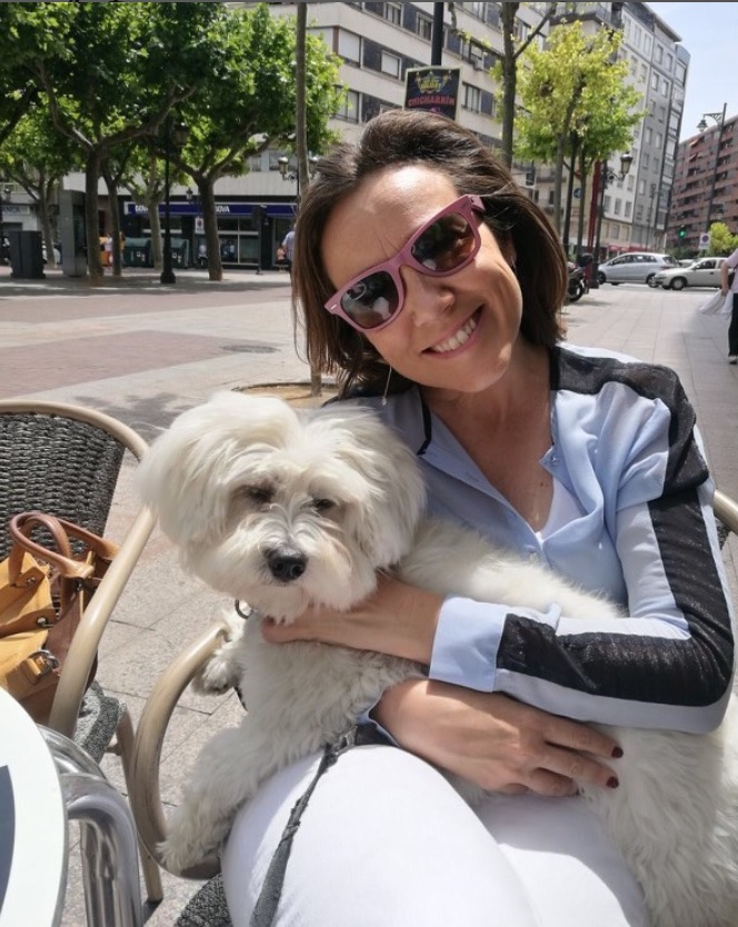 Cuca Gamarra, with her dog Oliver