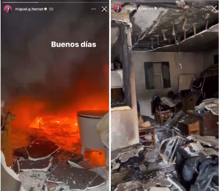 Imágenes de la casa del actor Miguel Herrán tras el incendio