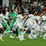 Jugadores del Real Madrid celebrando el pase ala final de la Champions League