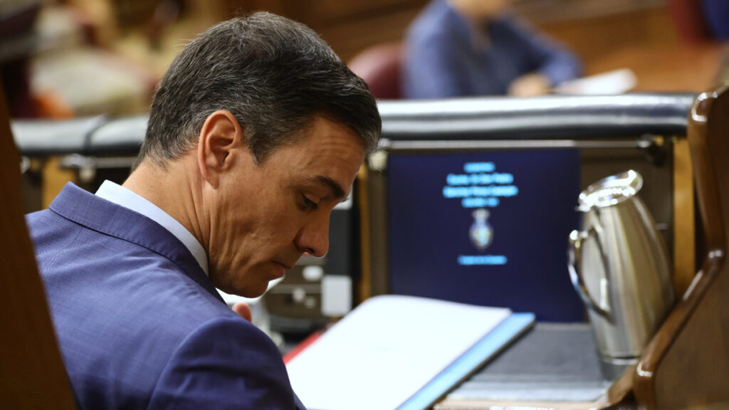 El presidente del Gobierno, Pedro Sánchez, durante el pleno en el Congreso sobre el caso Pegasus.