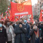 El coordinador general de EH Bildu, Arnaldo Otegi, en una manifestación