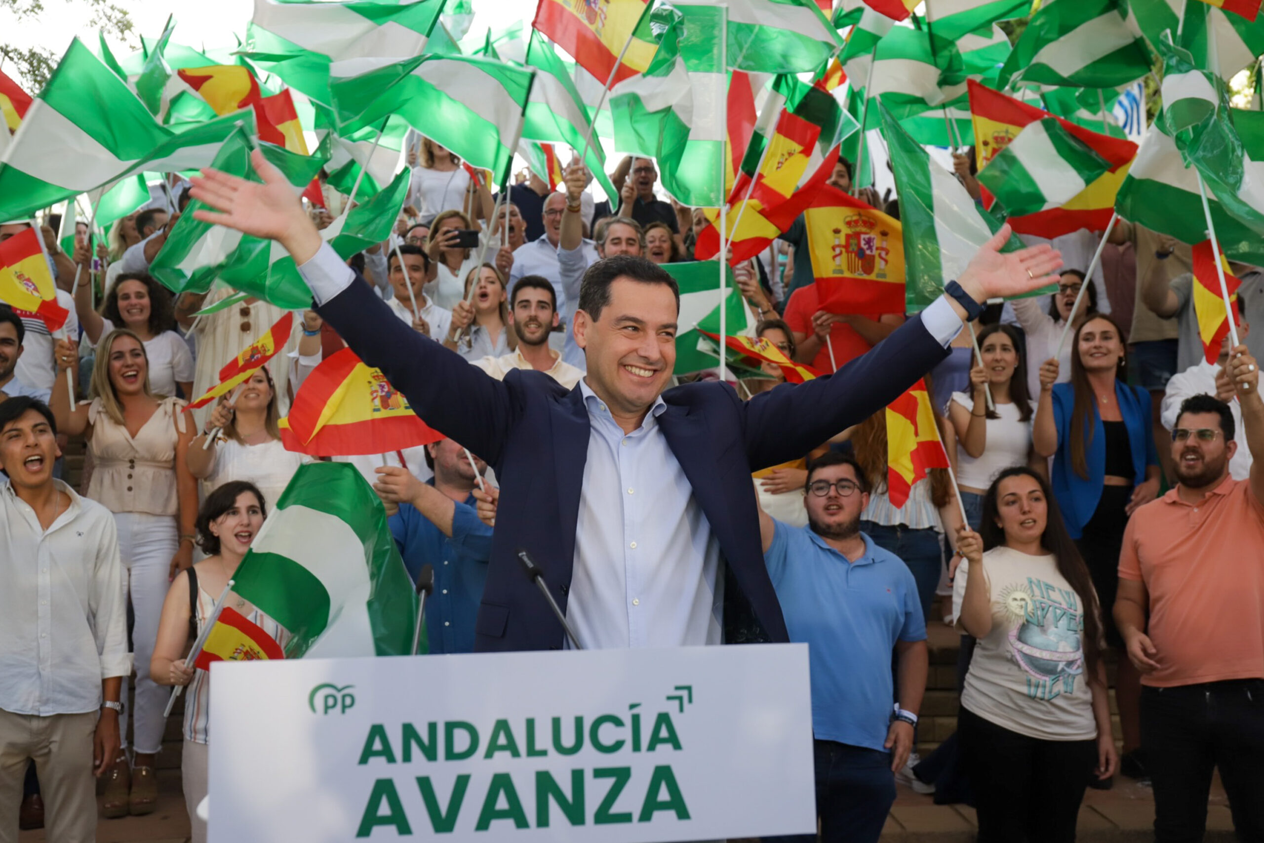 El presidente de la Junta de Andalucía y candidato del PP-A, Juanma Moreno, este viernes en Málaga. FOTO/ Europa Press
