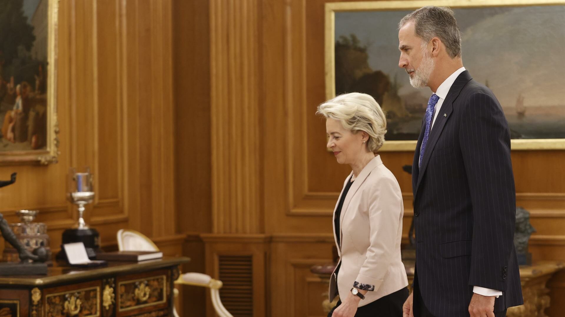 El rey Felipe VI con la presidenta de la Comisión Europea, Ursula von der Leyen