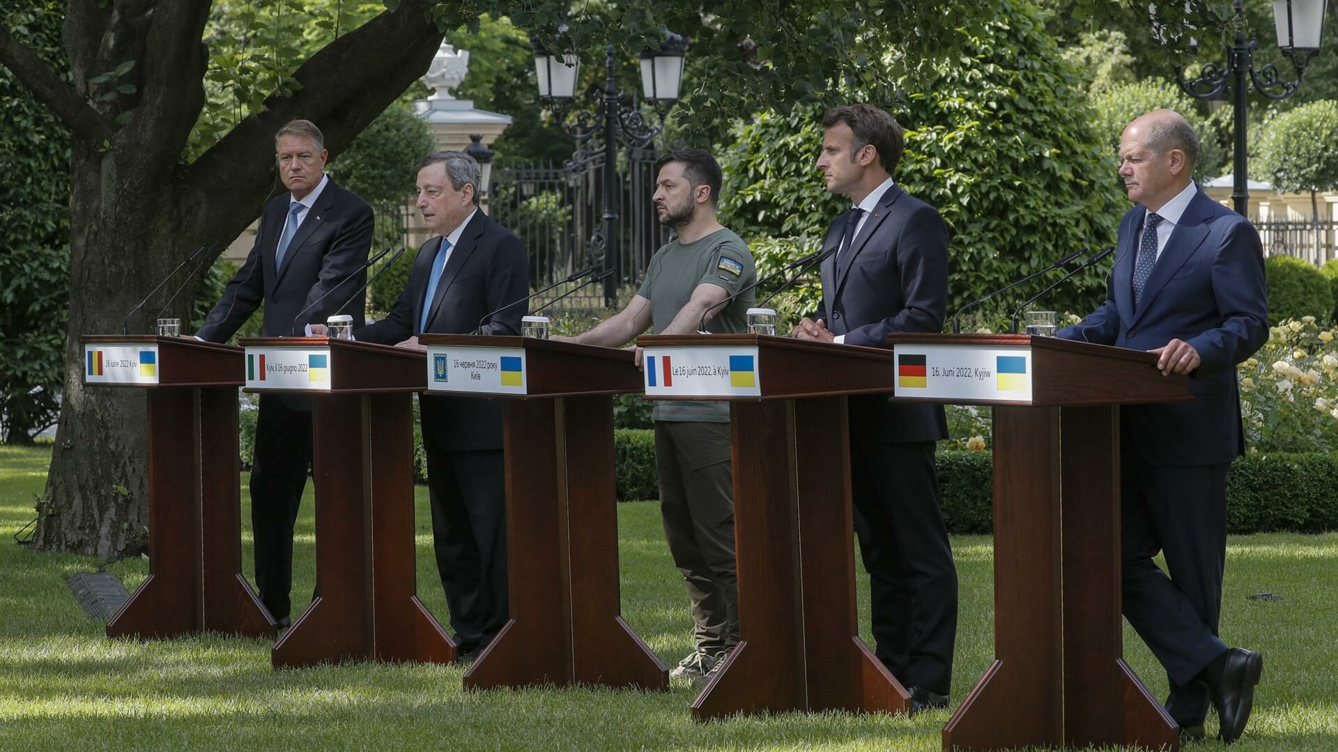 Francia, Italia y Alemania dan un espaldarazo en Kiev a la integración en la UE de Ucrania