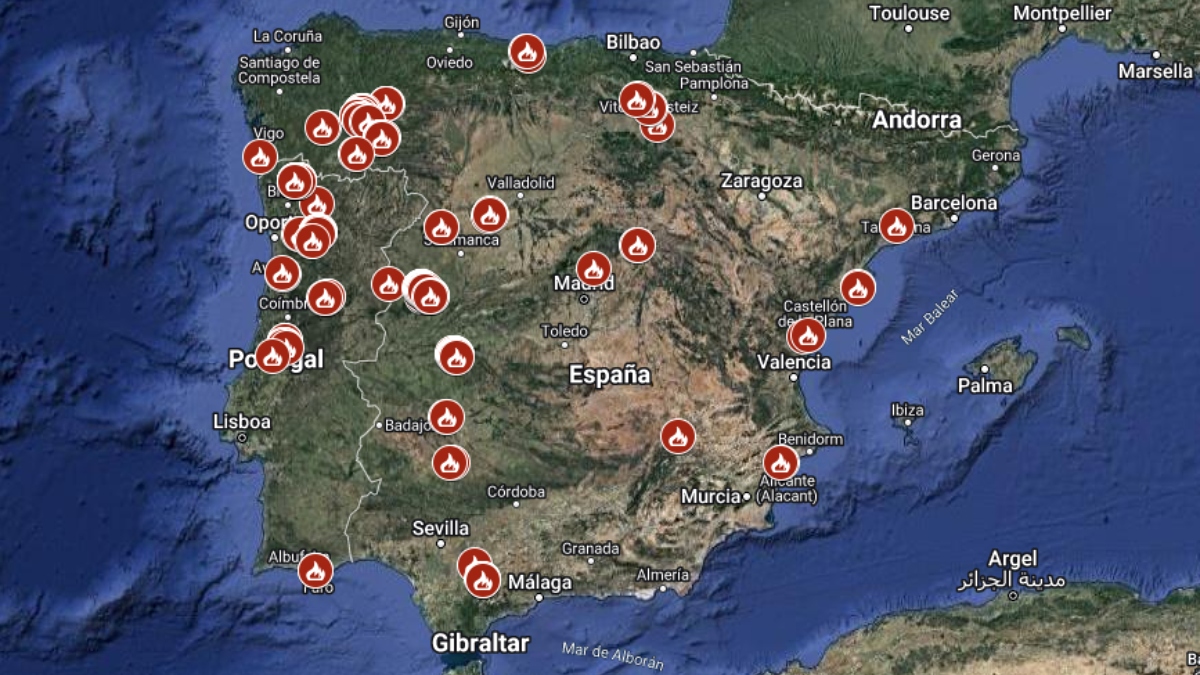 De las Hurdes a Mijas: el mapa de los incendios forestales activos en España