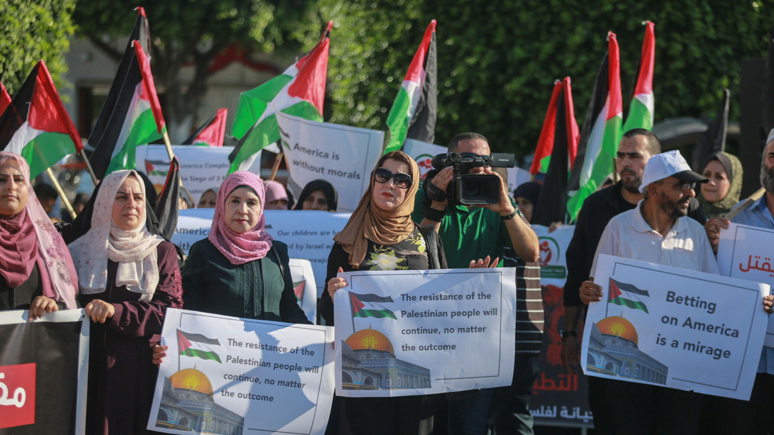 Protesta contra la visita del presidente de Estados Unidos a Cisjordania