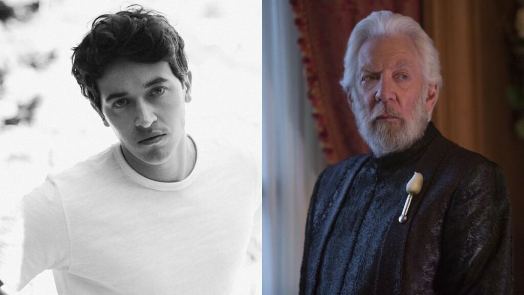 Tom Blyth y Donald Sutherland como Coriolanus Snow 