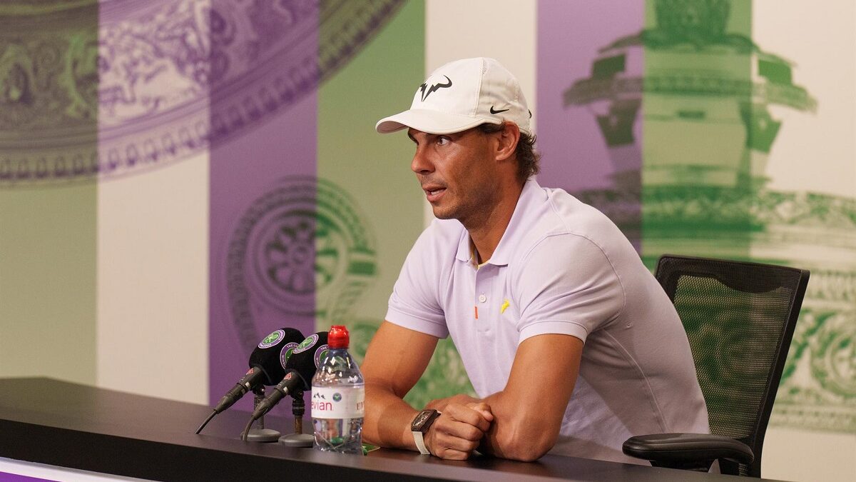 Rafa Nadal, en la rueda de prensa tras retirarse por lesión del campeonato de Wimbledon
