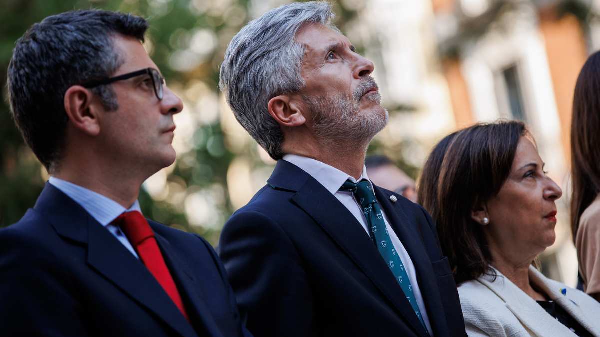 (I-D) El ministro de Presidencia,, Félix Bolaños; el ministro de Interior, Fernando Grande-Marlaska, y la ministra de Defensa, Margarita Robles.