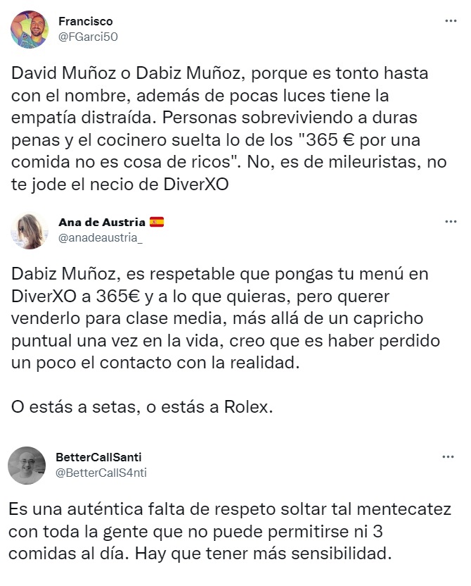 Críticas a Dabiz Muñoz por el precio de su menú