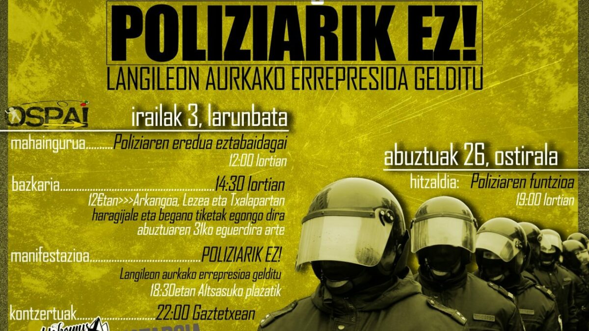 Cartel de las fiestas celebradas en Alsasua para pedir la expulsión de la Policía y la Guardia Civil