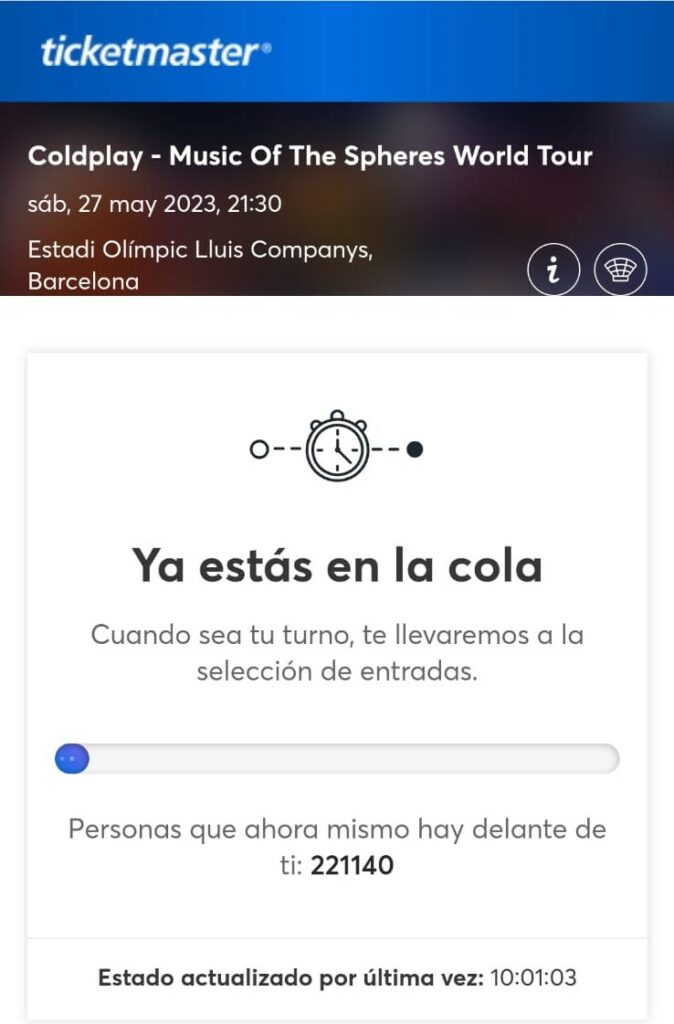 Cola virtual para conseguir entradas para los conciertos de Coldplay en Barcelona
