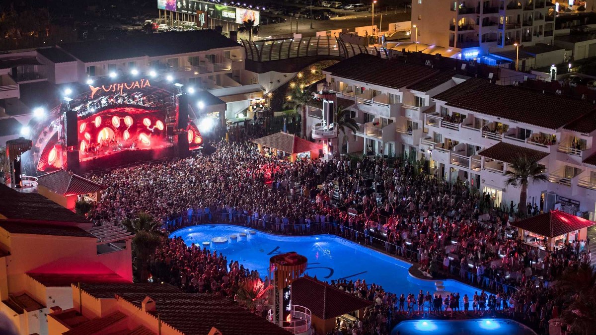 Imagen aérea de Ushuaïa Ibiza, una de las mecas de la música electrónica mundial