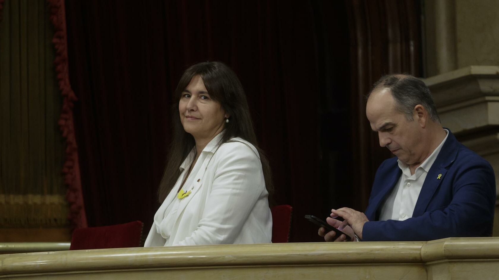 Jordi Turull y Laura Borràs en el debate de política general