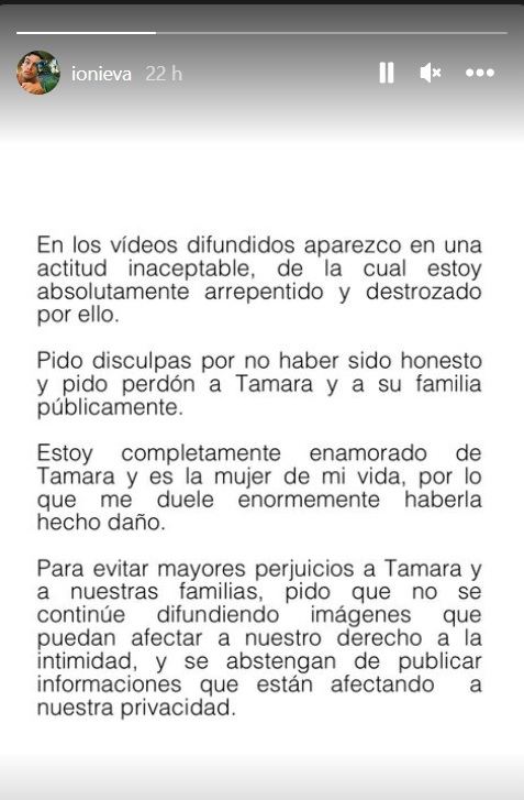 El comunicado de Íñigo Onieva tras salir a la luz el vídeo en el que se besa con otra que no es Tamara Falcó