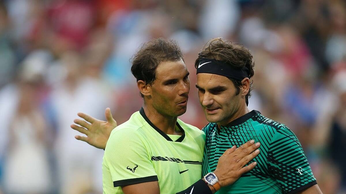Rafa Nadal y Roger Federer. Matt Hazlett / BNP Paribas Open.