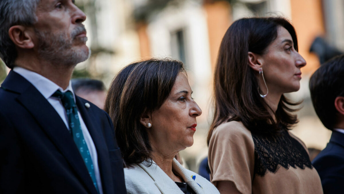 El ministro de Interior, Fernando Grande-Marlaska; la ministra de Defensa, Margarita Robles, y la ministra de Justicia, Pilar Llop,