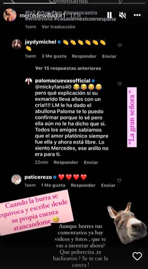 Mercedes Villador, novia de Luis Miguel, arremete contra Paloma Cuevas en Instagram