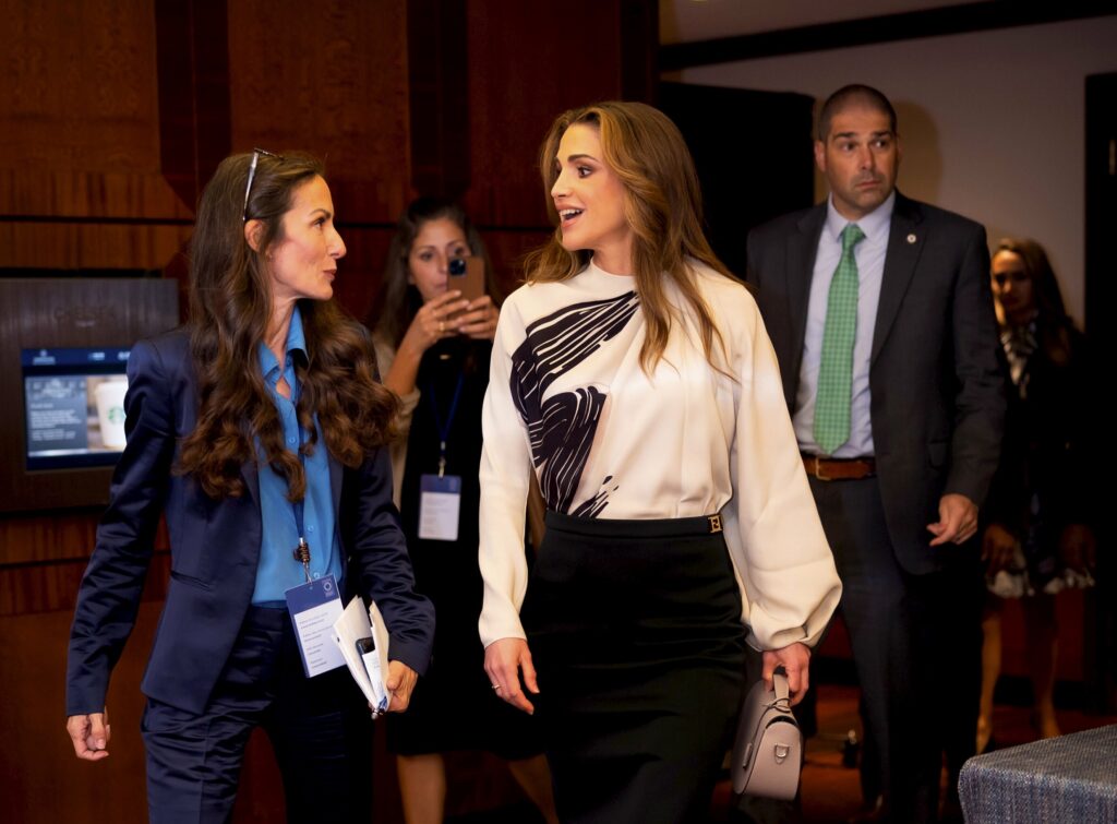 Telma Ortiz, con Rania de Jordania en Nueva York en la Asamblea General de la ONU