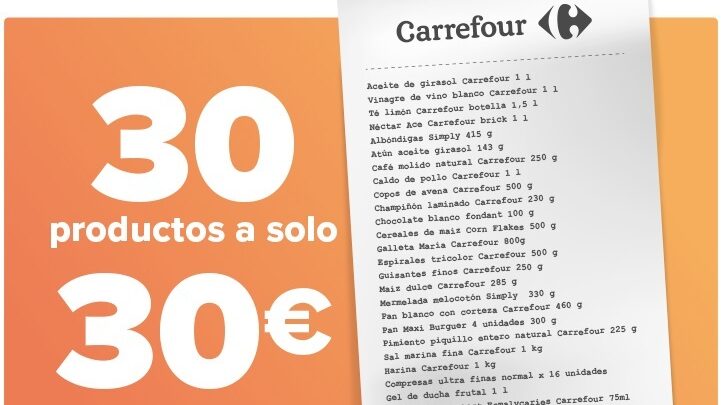 Así es la cesta que Carrefour ofrece por 30 euros: sal, harina, aceite de girasol y pan de molde