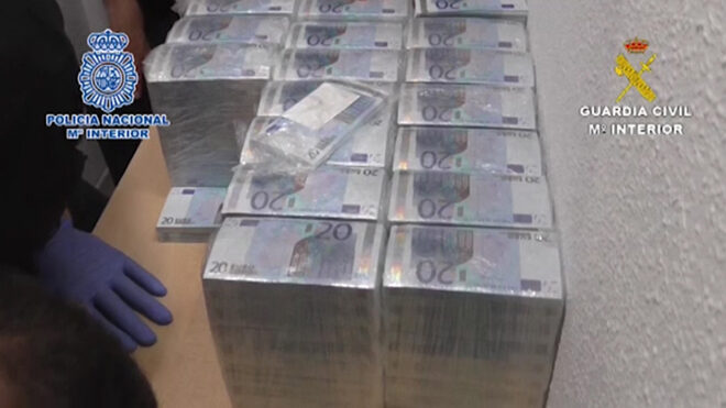 Los billetes falsos incautados en una operación conjunta de la Policía Nacional y la Guardia Civil