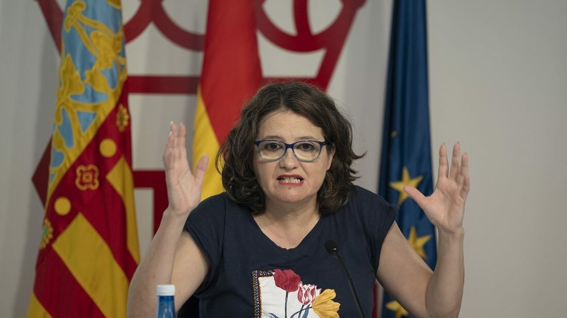 Mónica Oltra, durante una rueda de prensa