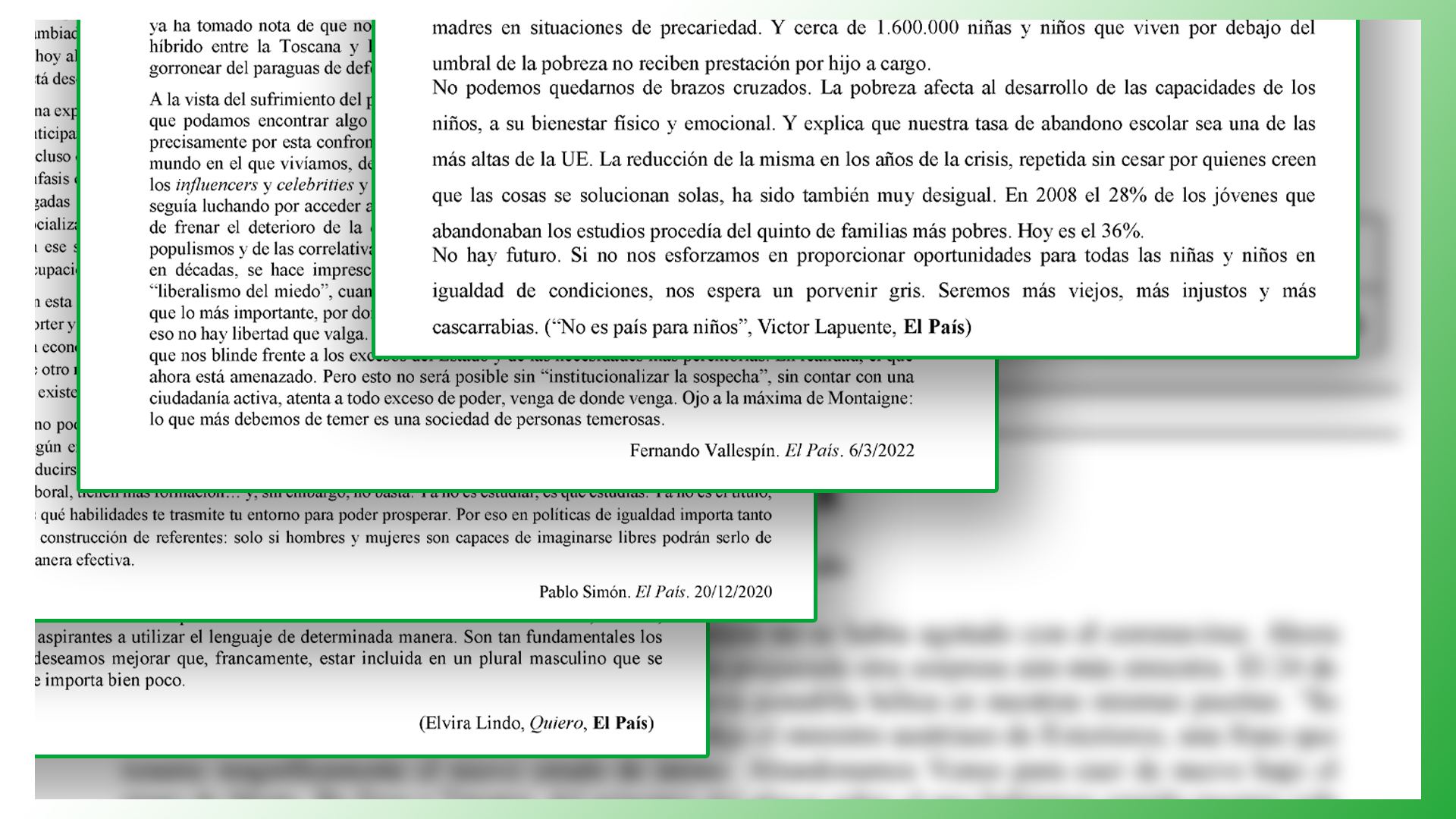 Un padre denuncia que la EBAU canaria "solo" incluye artículos de 'El País' desde hace años