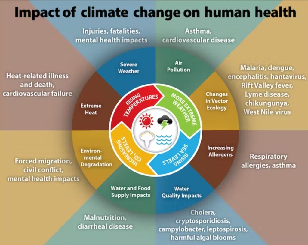 Donde el cambio climático afecta a la salud humana