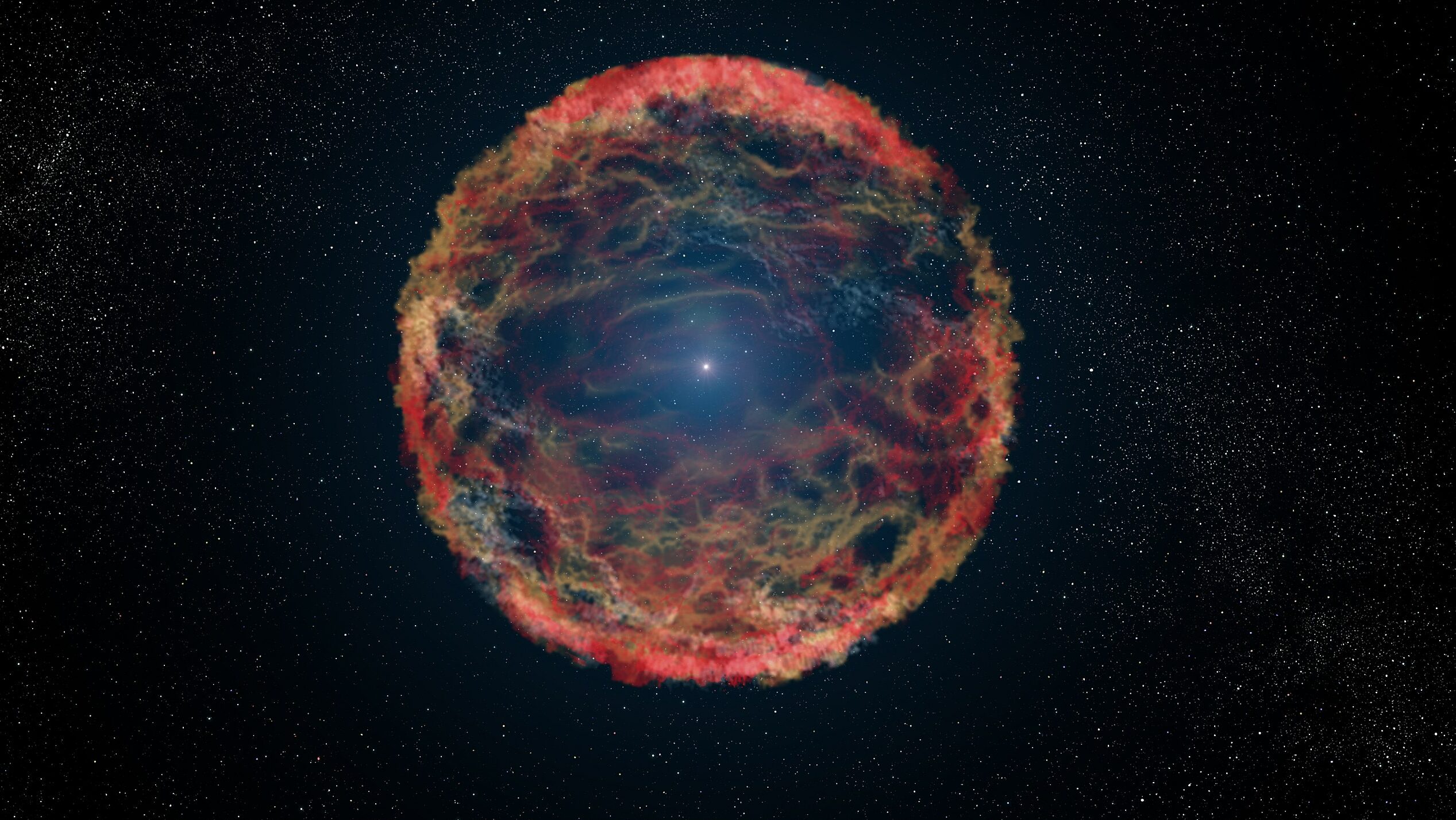 Impresión artística de la supernova 1993J en la galaxia M81.