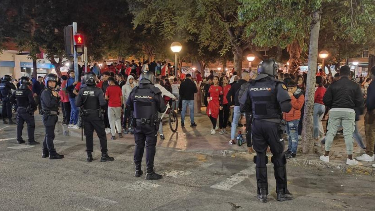 Dispositivo de seguridad en Alicante tras la victoria de Marruecos contra Portugal