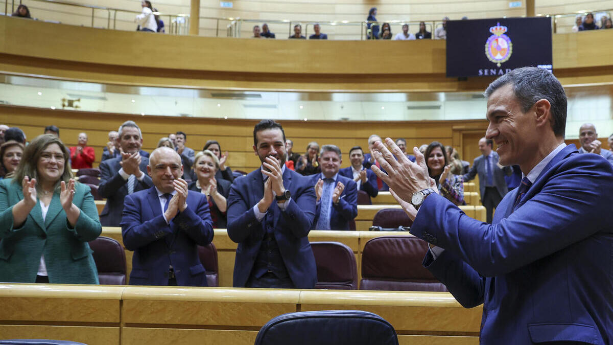 El presidente del Gobierno, Pedro Sánchez, este miércoles, en el Senado.